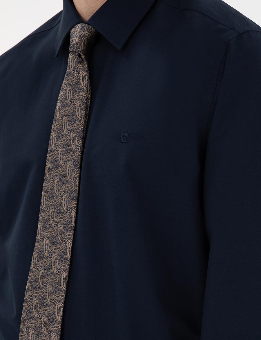 Lacivert Regular Fit Uzun Kollu Basic Gömlek