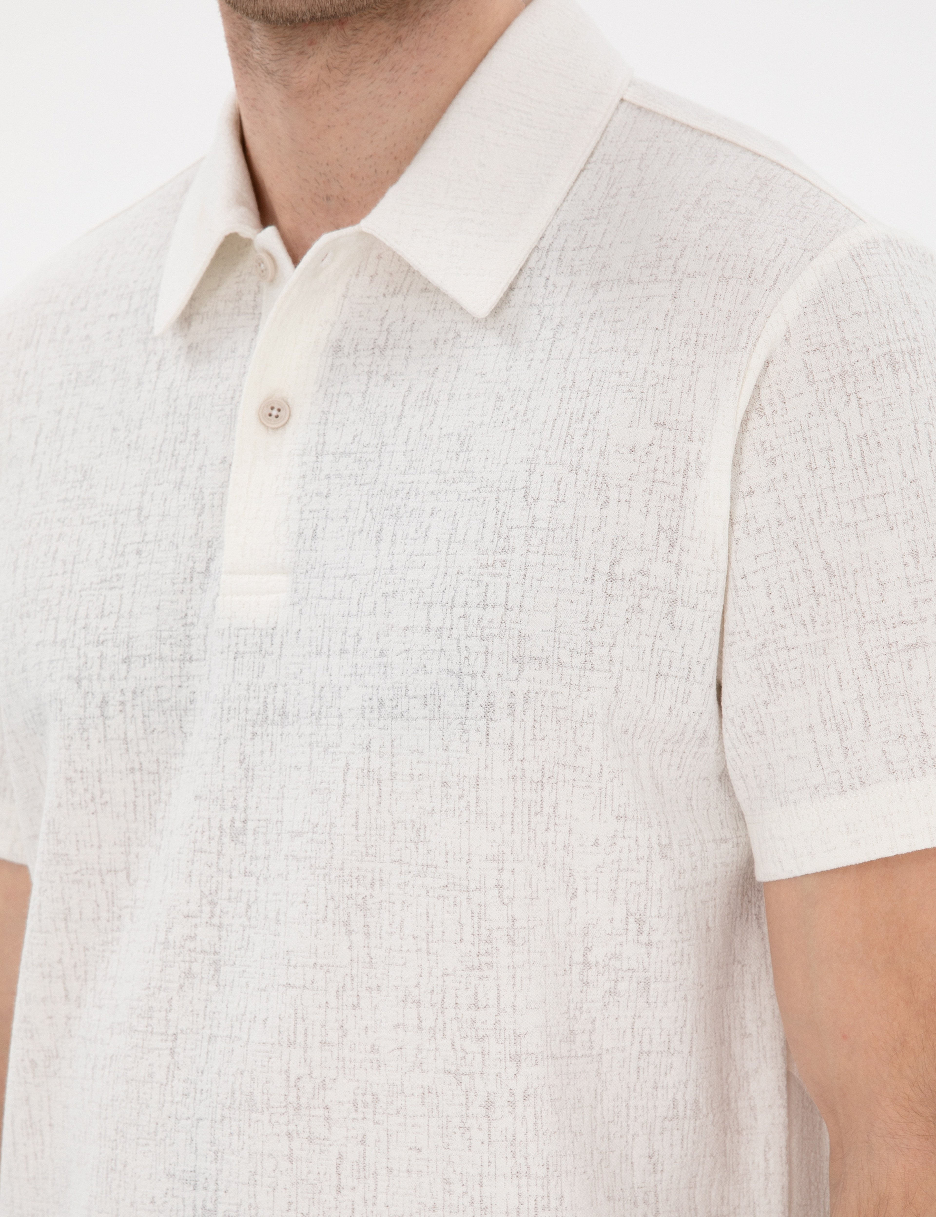 Ekru Slim Fit Polo Yaka Tişört