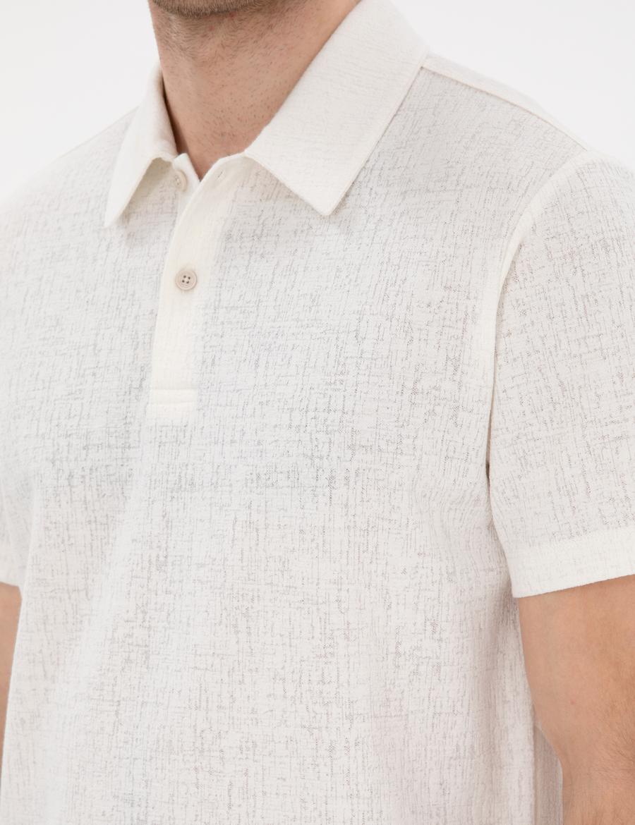 Ekru Slim Fit Polo Yaka Tişört
