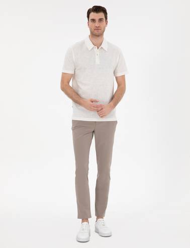 Ekru Slim Fit Polo Yaka Tişört