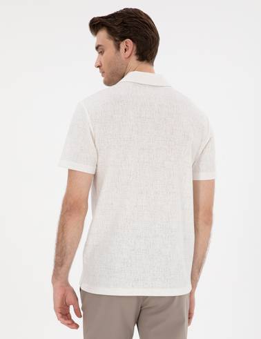 Ekru Slim Fit Polo Yaka Tişört