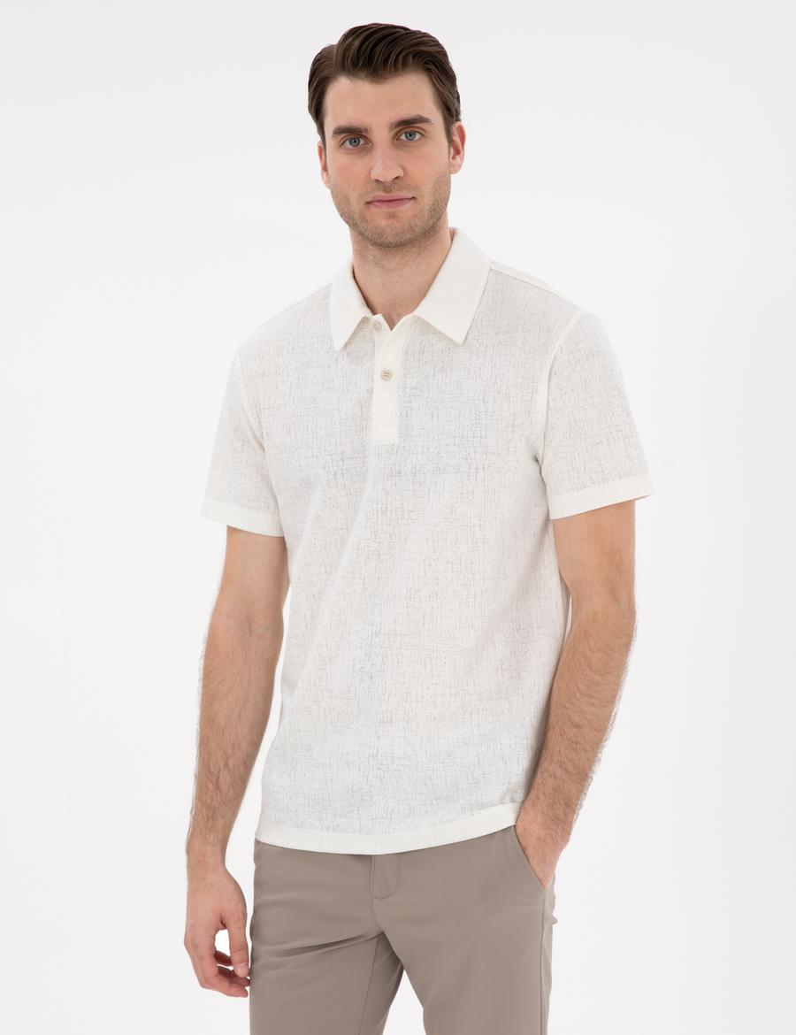 Ekru Slim Fit Polo Yaka Tişört