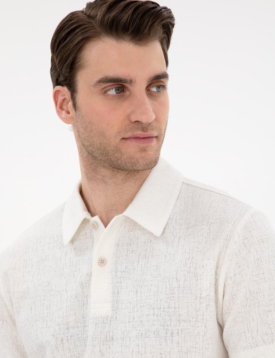 Ekru Slim Fit Polo Yaka Tişört