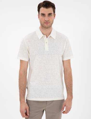 Ekru Slim Fit Polo Yaka Tişört