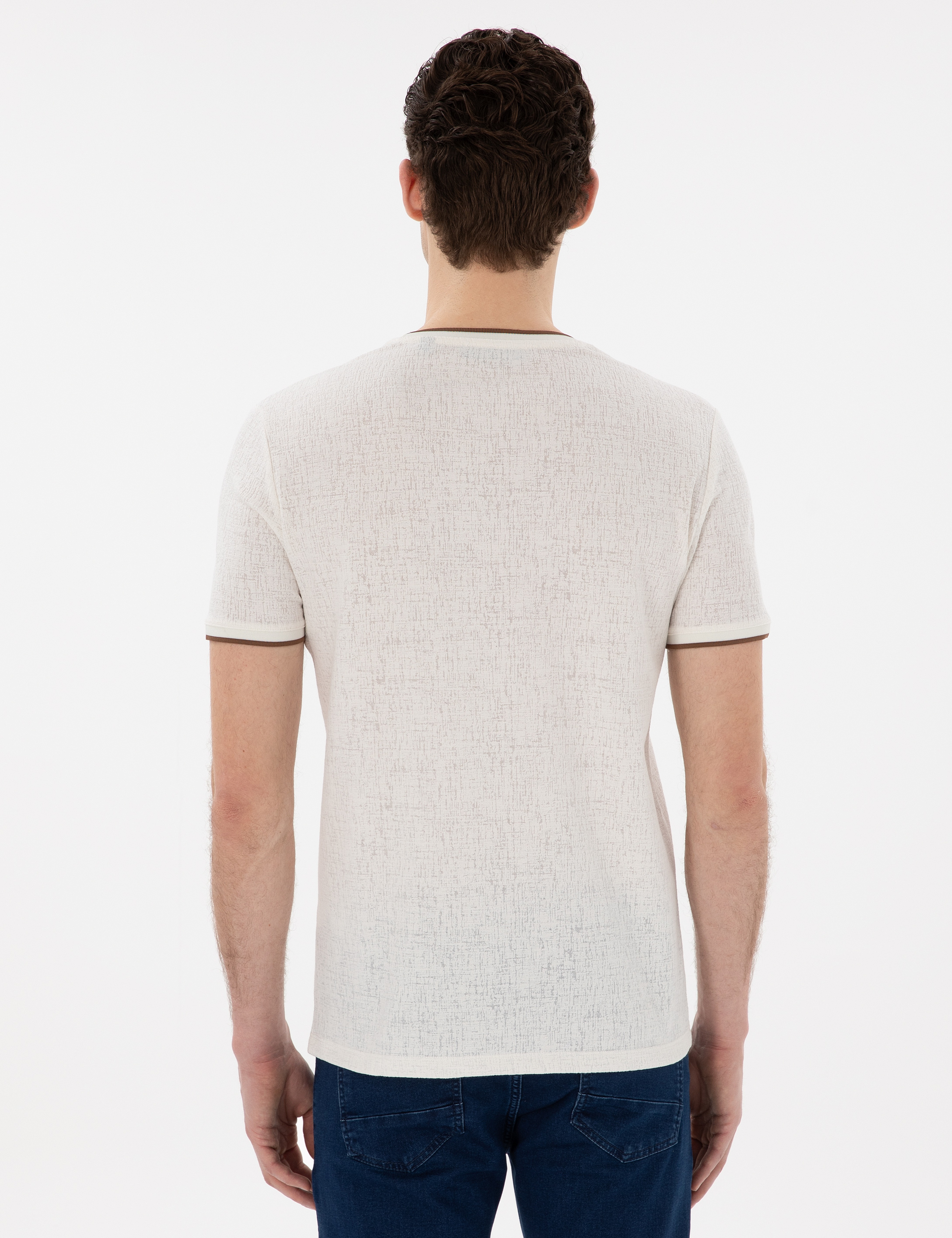 Ekru Slim Fit Tişört - Image 5