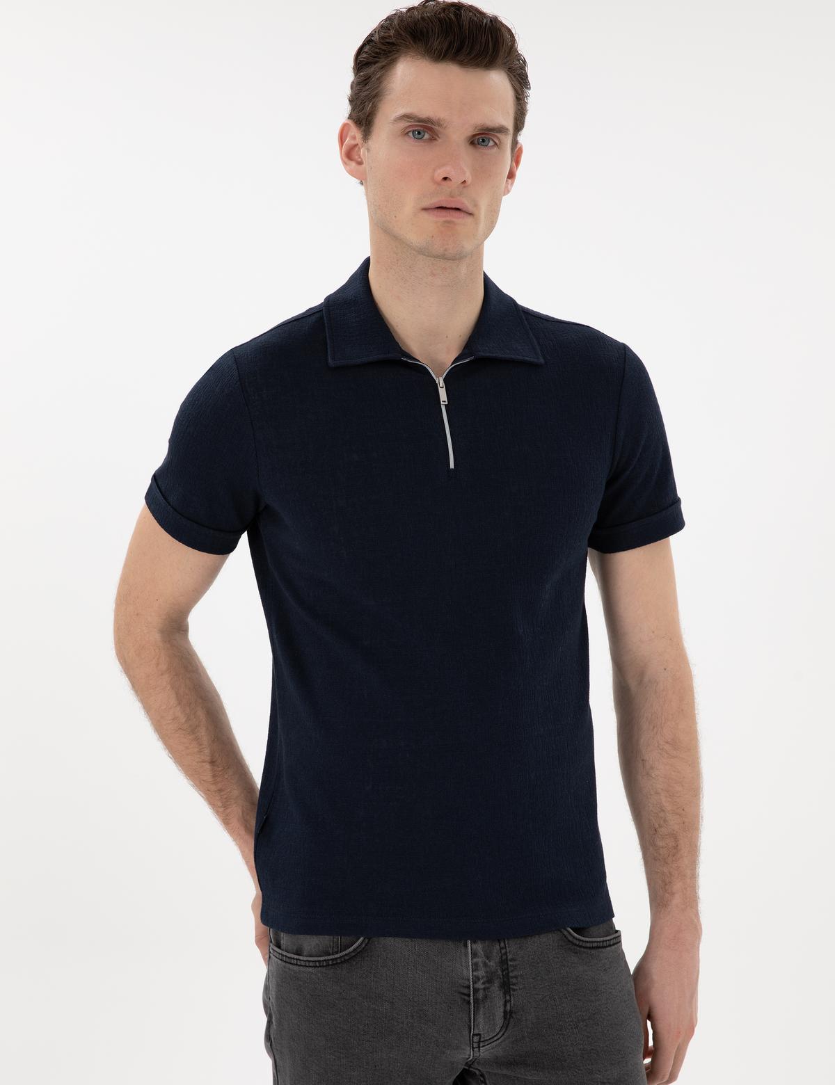 Lacivert Slim Fit Tişört - 50302586052