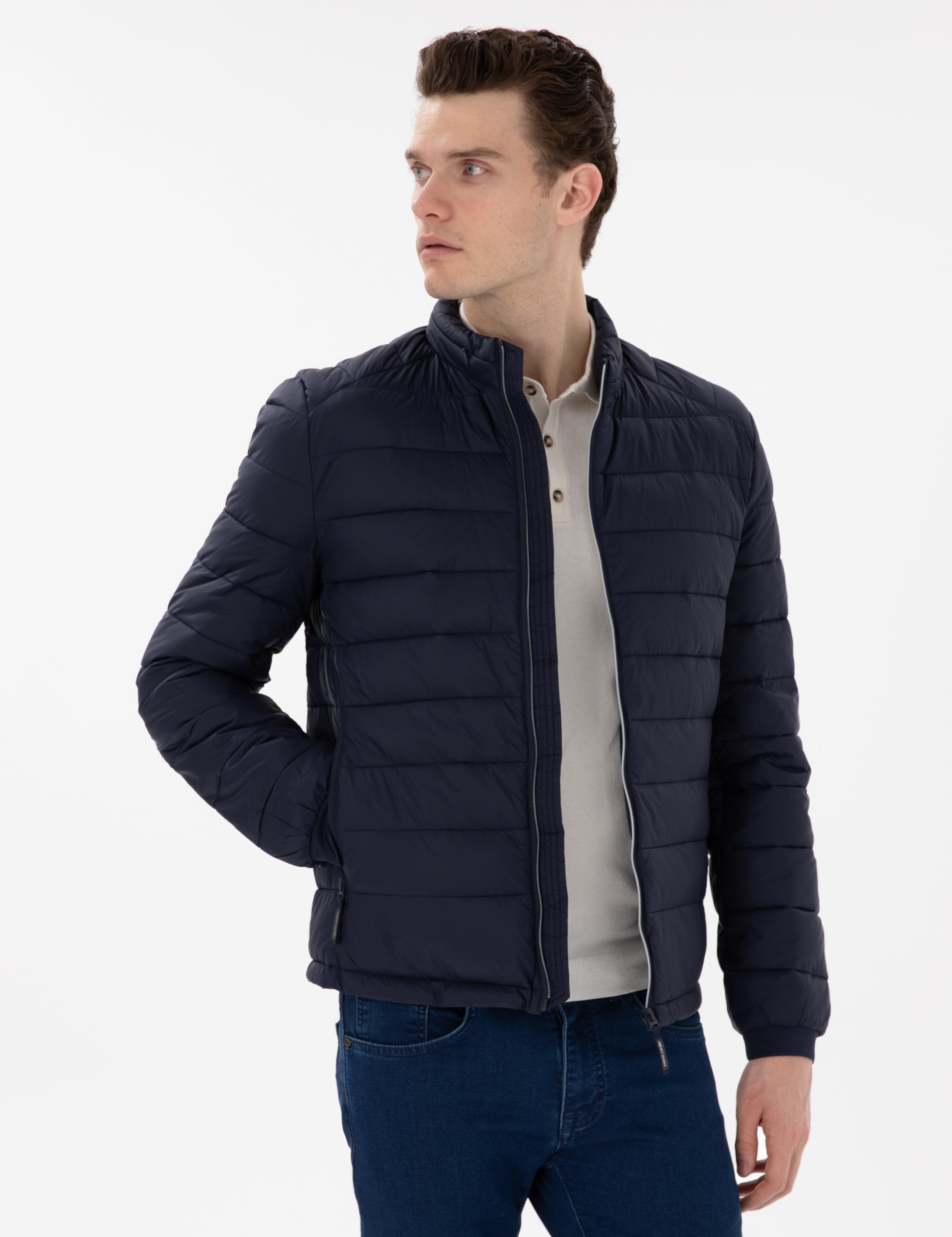 Lacivert Cropped Slim Mont