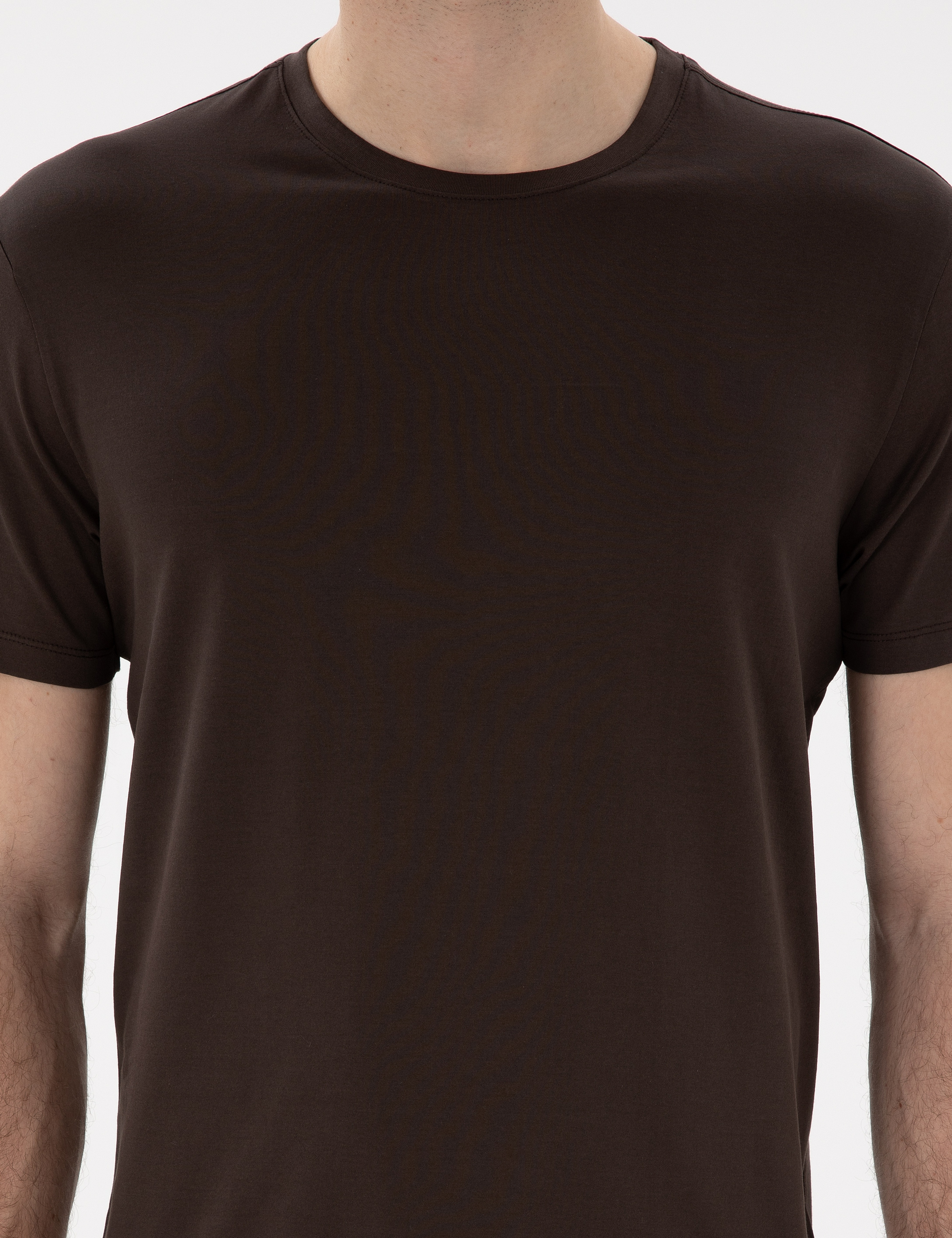 Kahverengi Slim Fit Merserize Basic Tişört