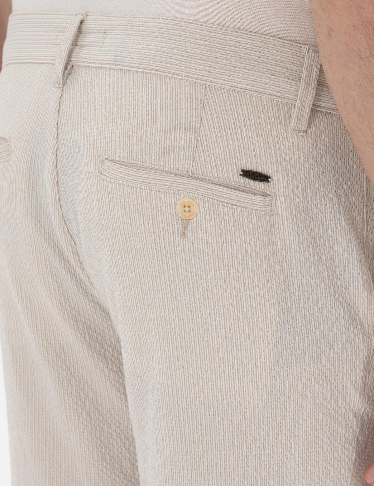 Bej Slim Fit Gofre Yazlık Kanvas Pantolon - 50305235058