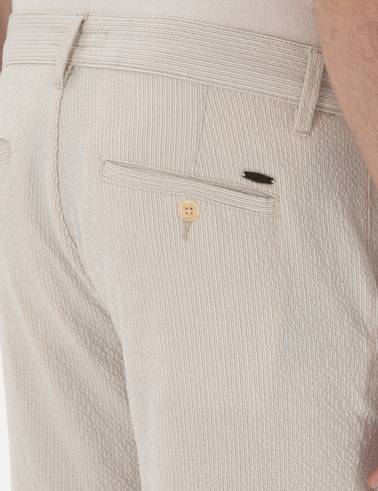 Bej Slim Fit Gofre Yazlık Kanvas Pantolon