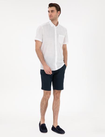 Beyaz Regular Fit Kısa Kollu Gömlek - 50302730029