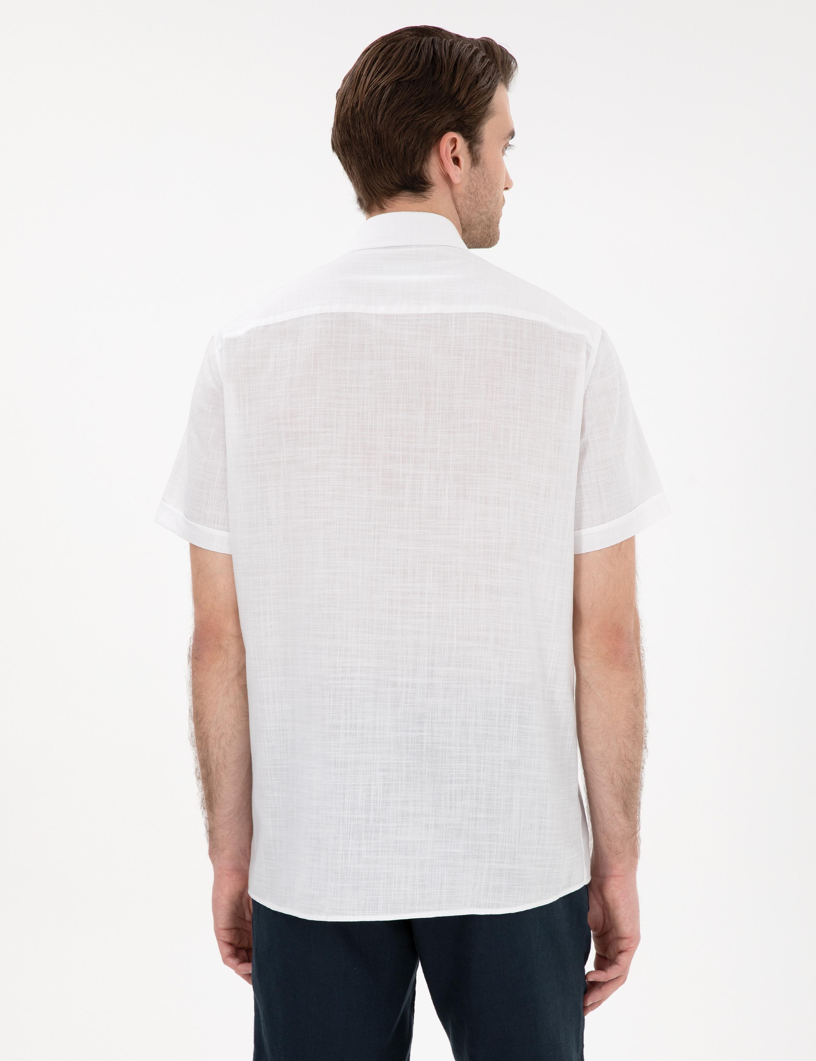 Beyaz Regular Fit Kısa Kollu Gömlek