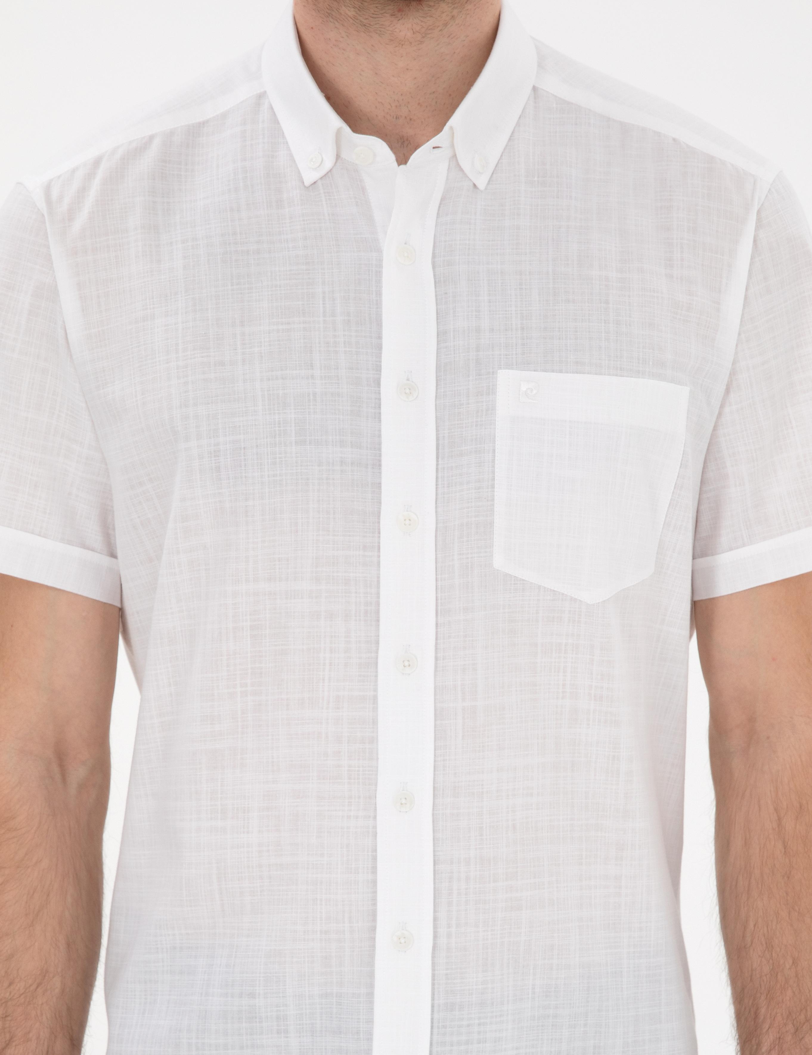 Beyaz Regular Fit Kısa Kollu Gömlek