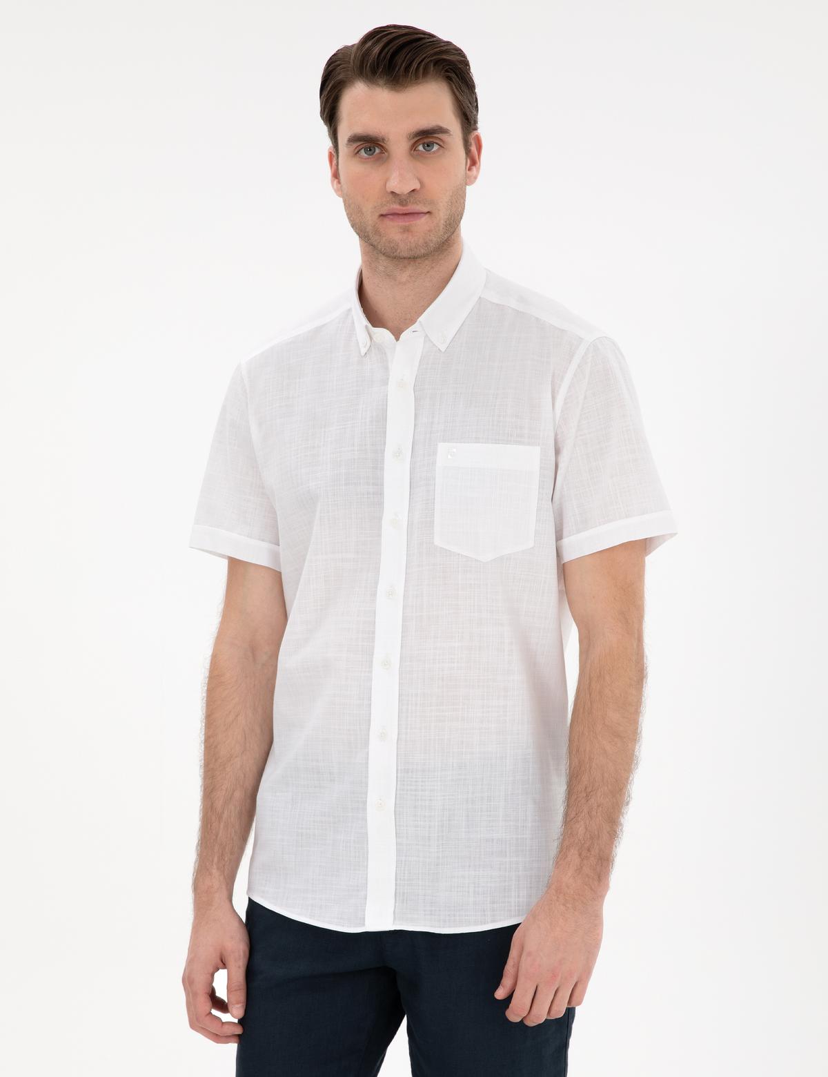 Beyaz Regular Fit Kısa Kollu Gömlek