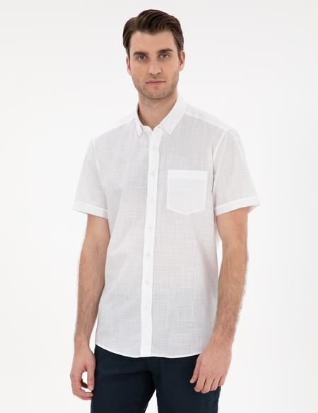 Beyaz Regular Fit Kısa Kollu Gömlek - 50302730029