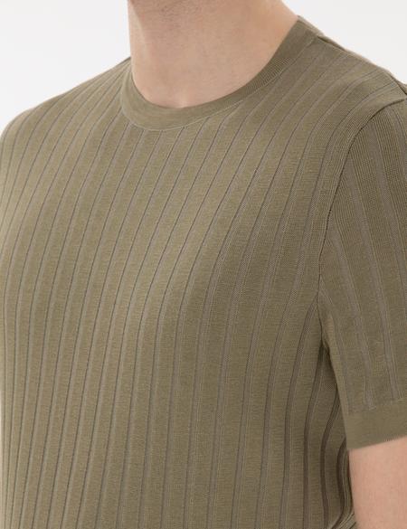 Haki Slim Fit Bisiklet Yaka Triko Tişört - 50305991006