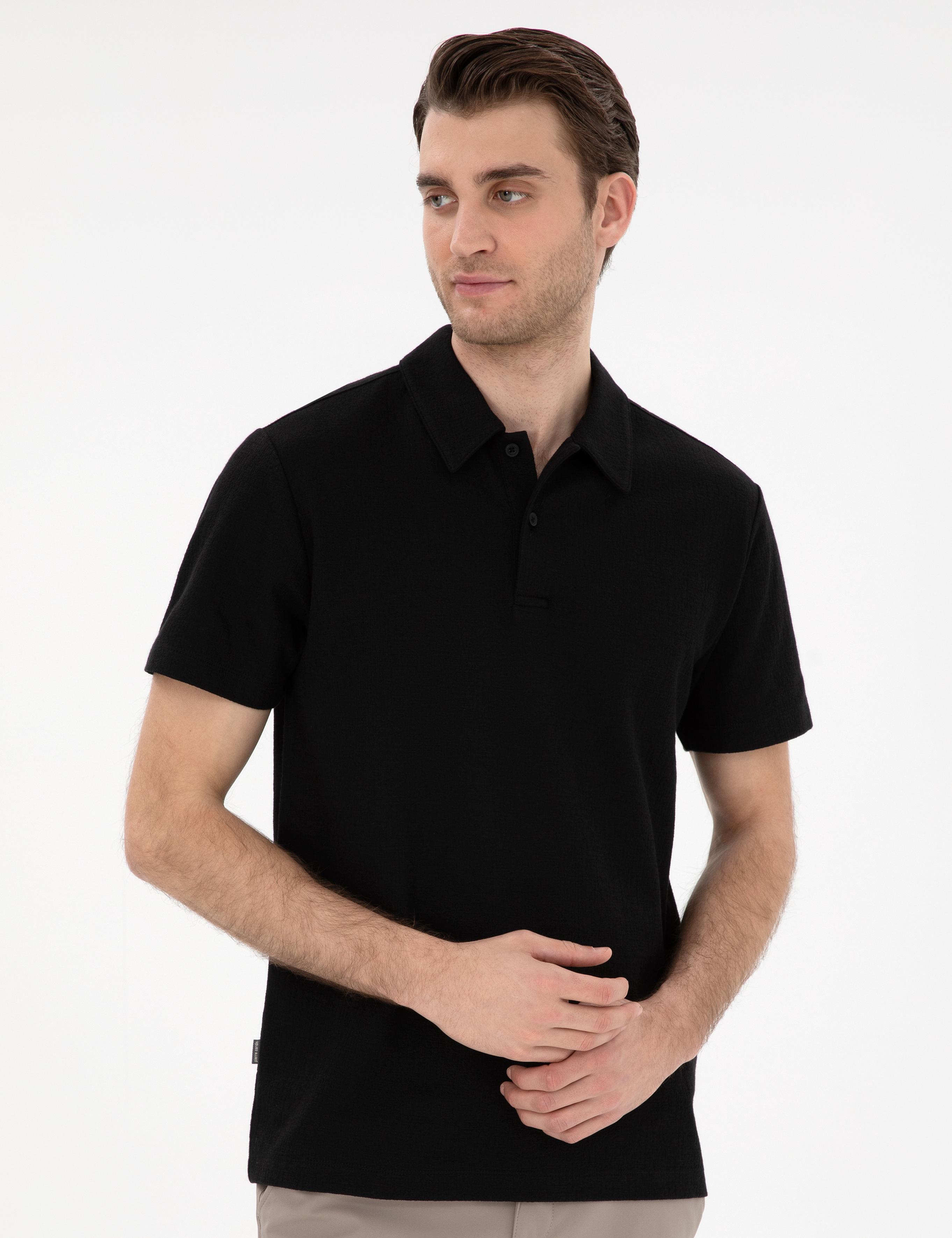 Siyah Slim Fit Polo Yaka Tişört