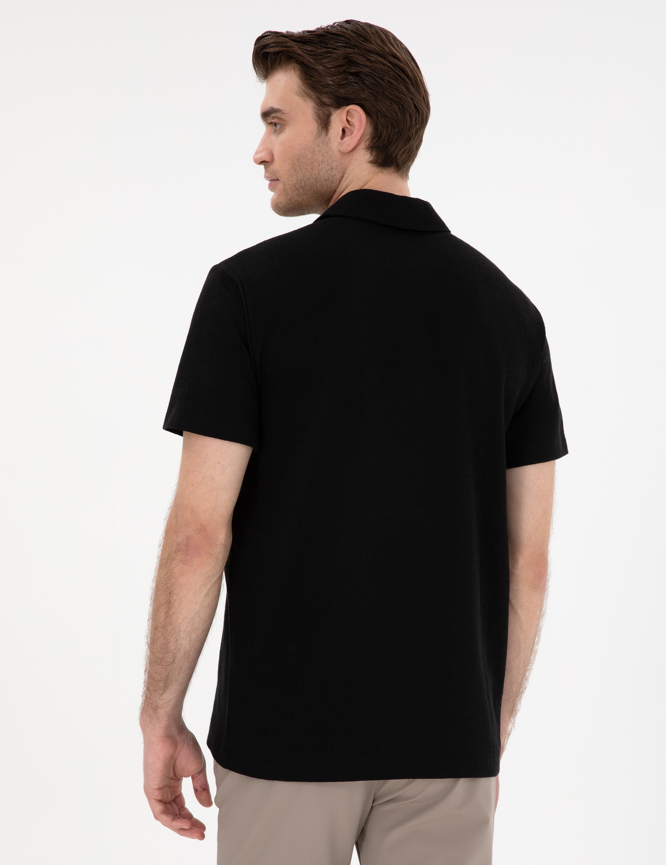 Siyah Slim Fit Polo Yaka Tişört