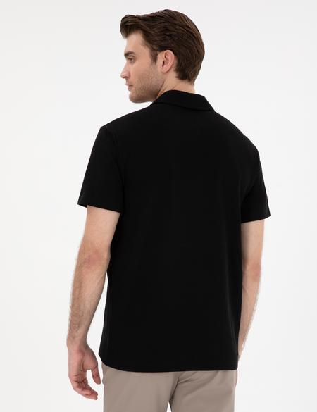 Siyah Slim Fit Polo Yaka Tişört - 50307581019