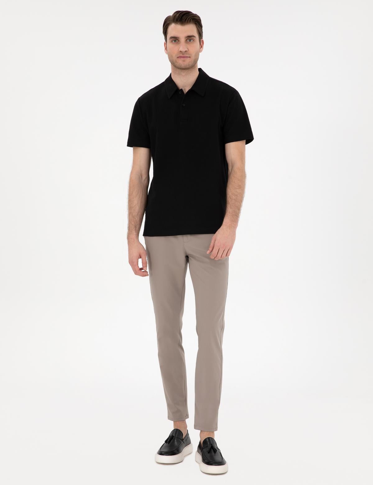 Siyah Slim Fit Polo Yaka Tişört - 50307581019