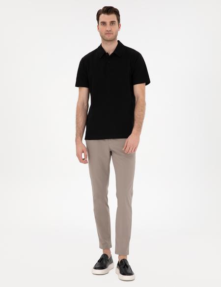 Siyah Slim Fit Polo Yaka Tişört - 50307581019