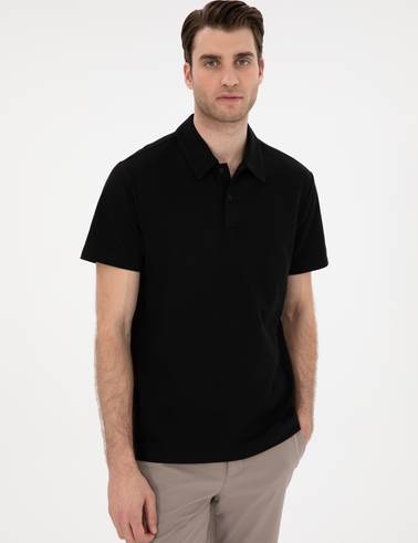 Siyah Slim Fit Polo Yaka Tişört