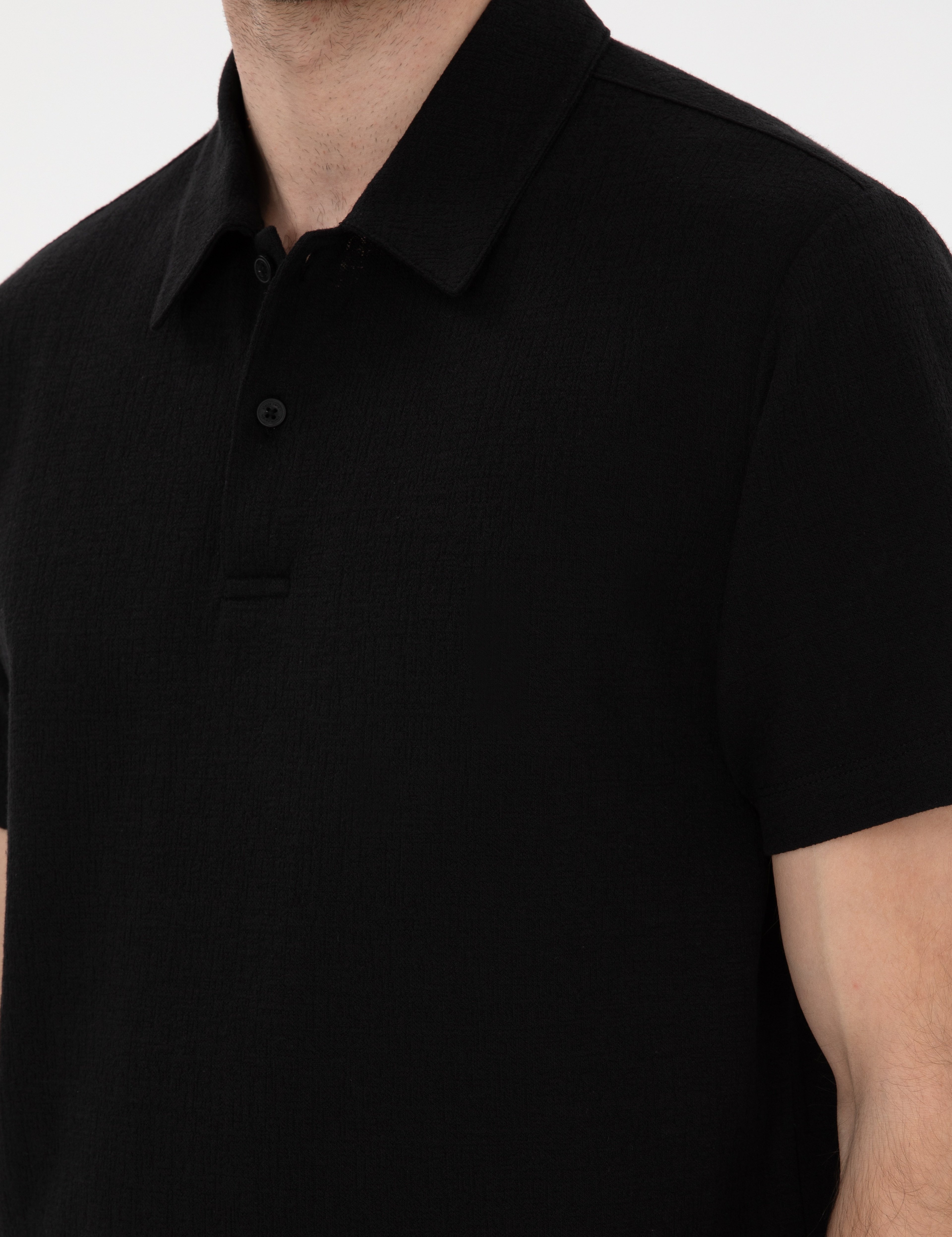 Siyah Slim Fit Polo Yaka Tişört - Image 7