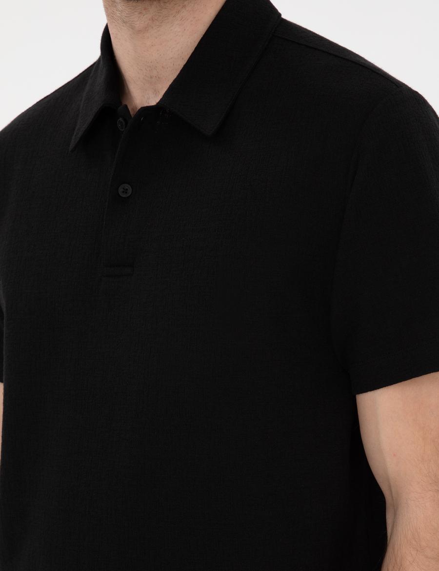 Siyah Slim Fit Polo Yaka Tişört