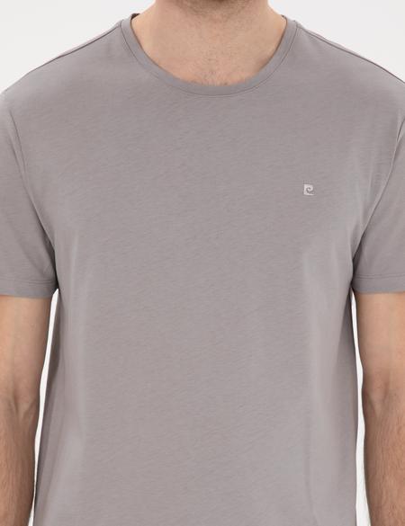 Gri %100 Pamuk Slim Fit Bisiklet Yaka Basic Tişört - 50306980099