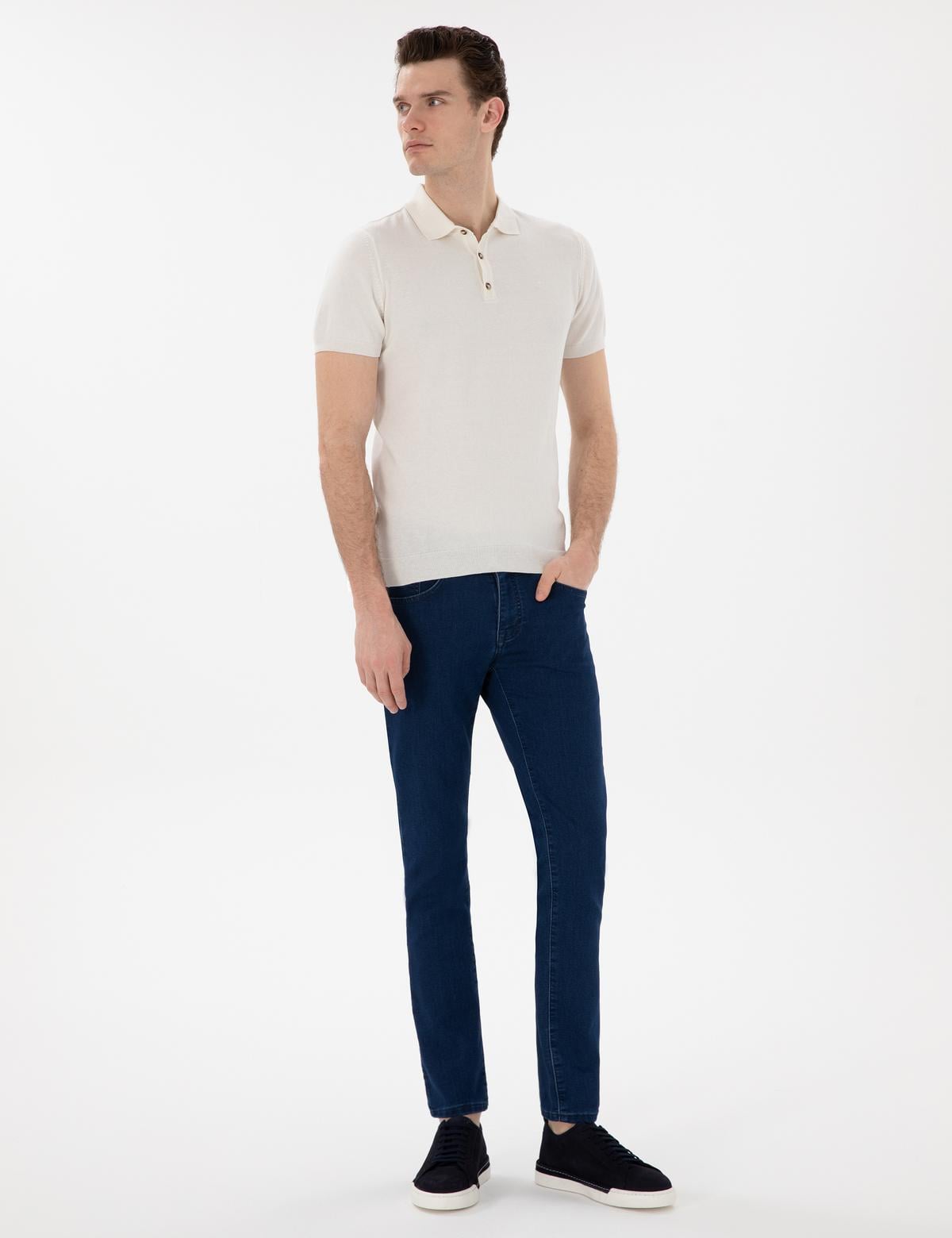 Lacivert Slim Fit Jean Pantolon
