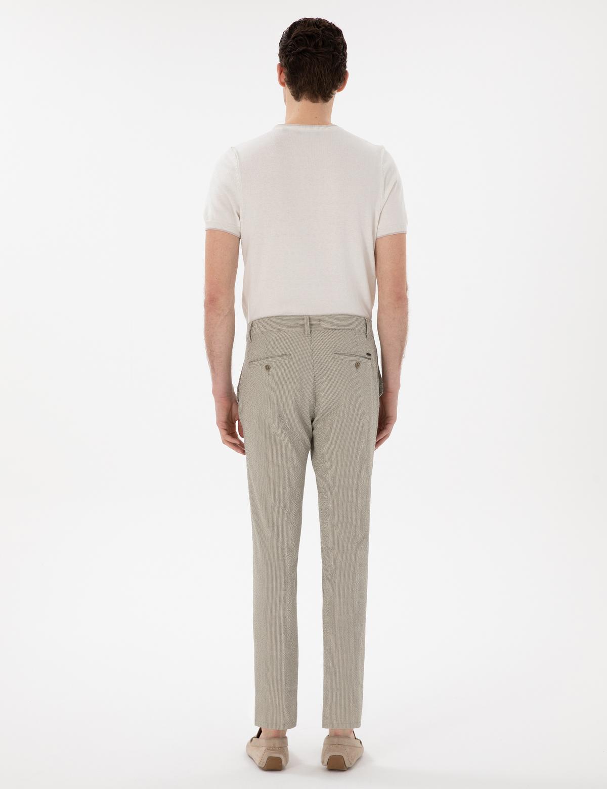 Haki Slim Fit Gofre Yazlık Kanvas Pantolon - 50305235130