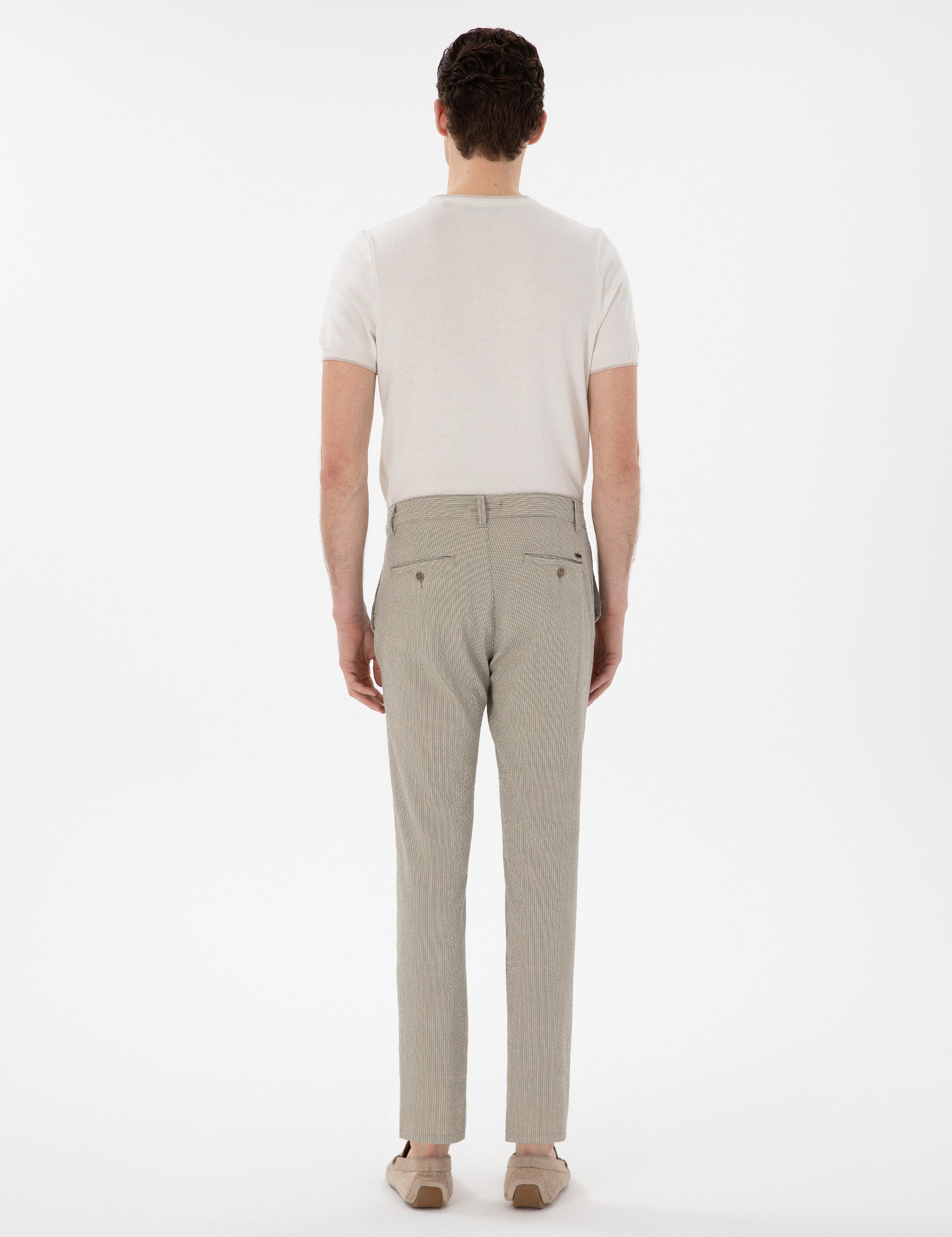 Haki Slim Fit Gofre Yazlık Kanvas Pantolon