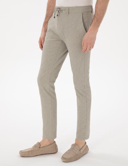 Haki Slim Fit Gofre Yazlık Kanvas Pantolon - 50305235130