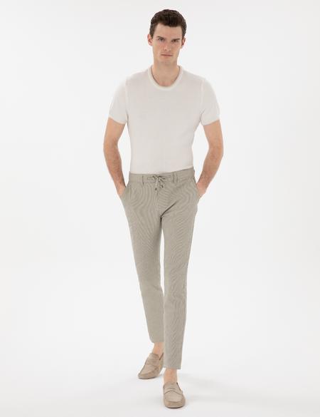 Haki Slim Fit Gofre Yazlık Kanvas Pantolon - 50305235130