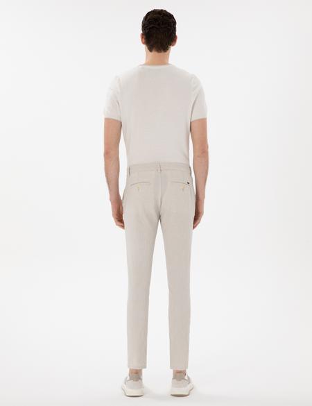 Bej Slim Fit Gofre Yazlık Kanvas Pantolon - 50305235058