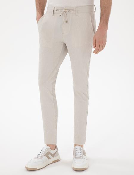 Bej Slim Fit Gofre Yazlık Kanvas Pantolon - 50305235058
