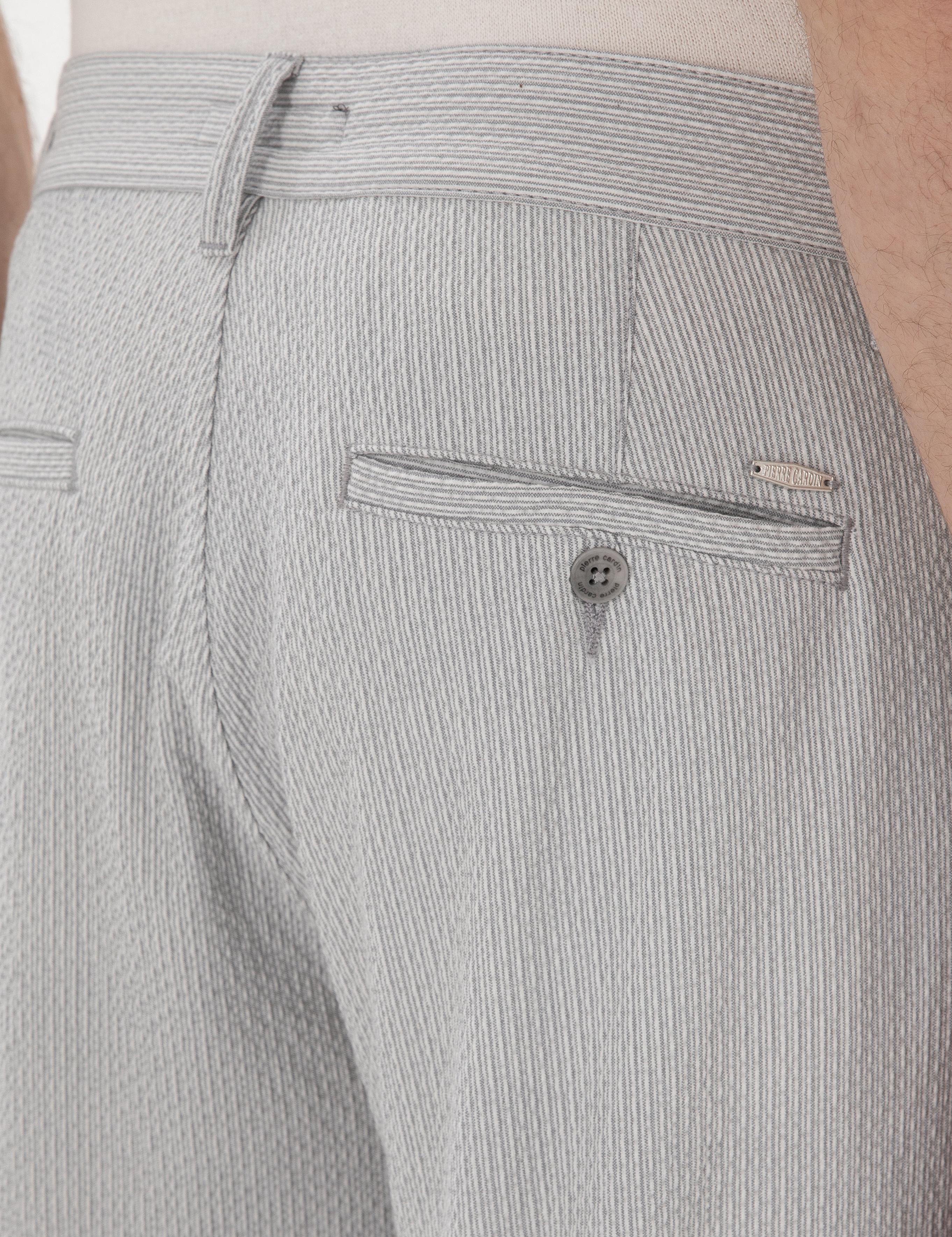 Gri Slim Fit Gofre Yazlık Kanvas Pantolon