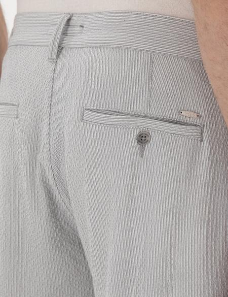 Gri Slim Fit Gofre Yazlık Kanvas Pantolon - 50305235346