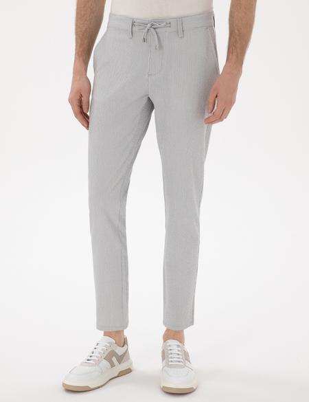 Gri Slim Fit Gofre Yazlık Kanvas Pantolon - 50305235346