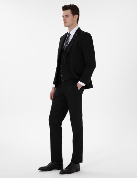 Siyah Ex. Slim Fit Yelekli Takım Elbise - 50304115011