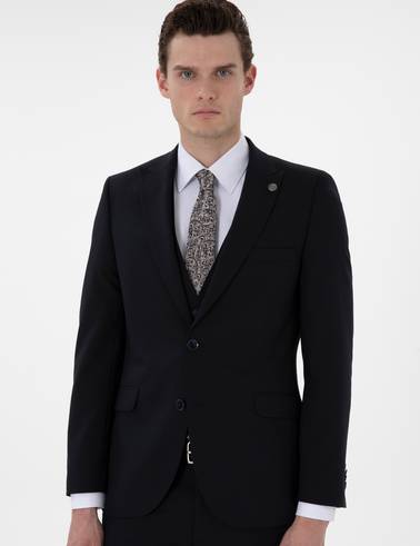 Lacivert Extra Slim Fit Yelekli Takım Elbise