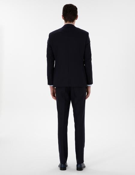 Lacivert Slim Fit Çizgili %100 Yün Takım Elbise - 50303796008