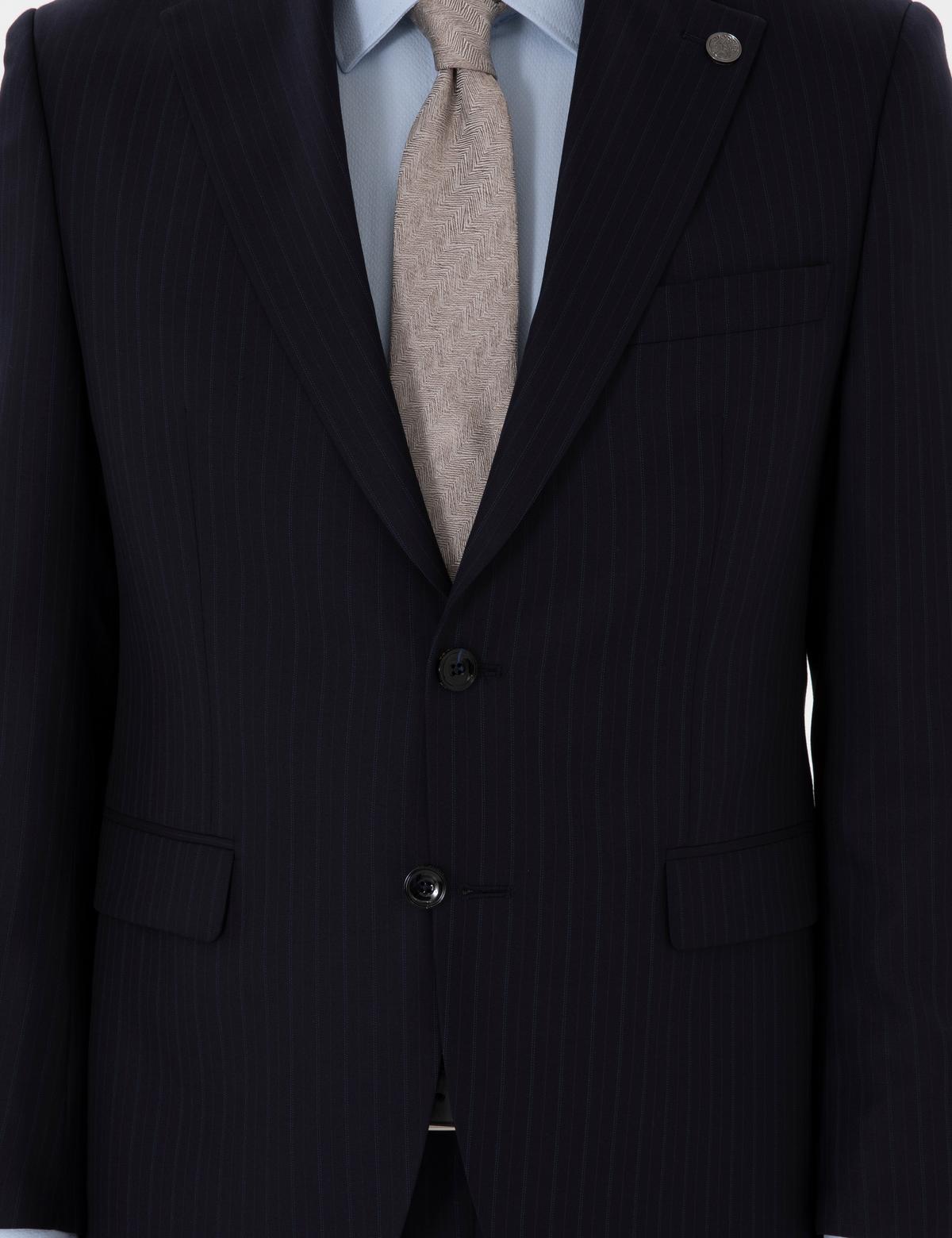 Lacivert Slim Fit Çizgili %100 Yün Takım Elbise - 50303796008