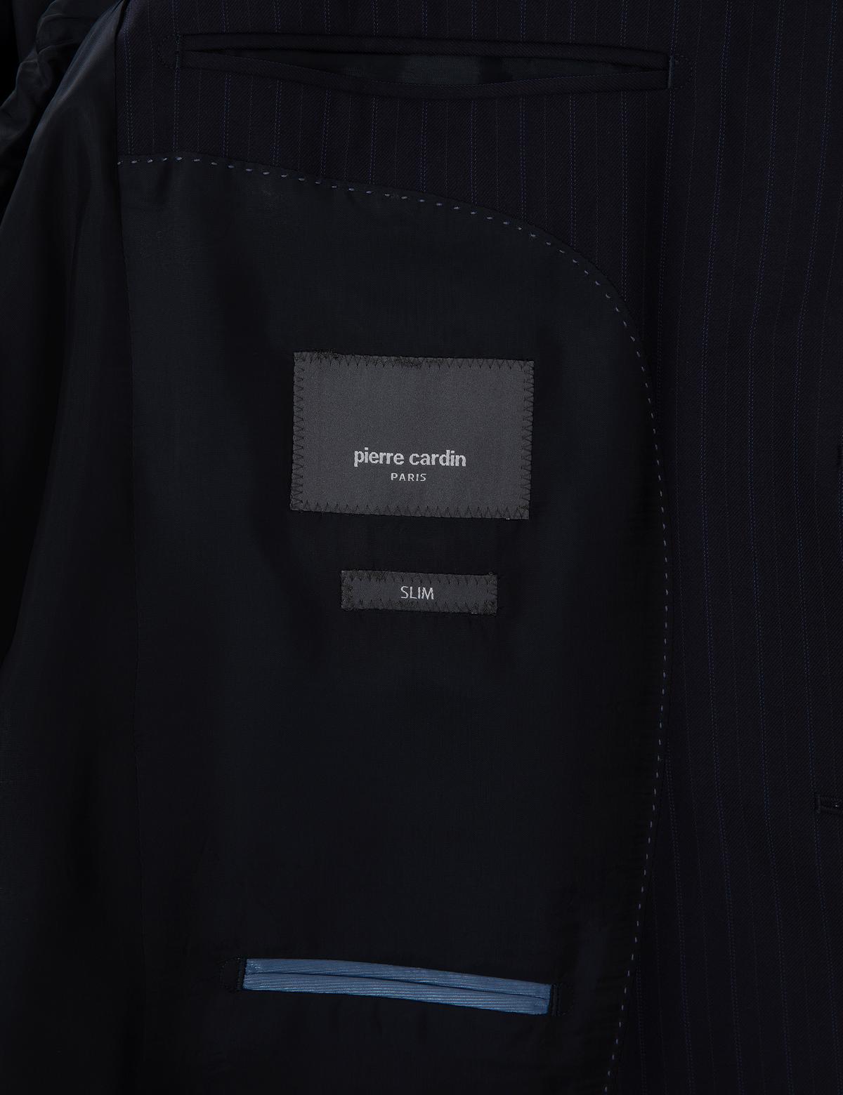 Lacivert Slim Fit Çizgili %100 Yün Takım Elbise - 50303796008