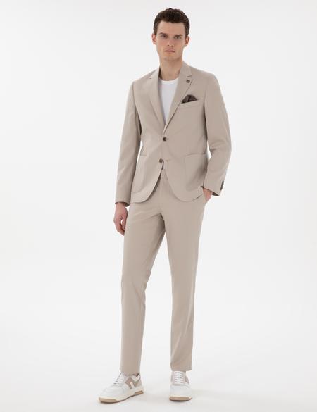 Bej Slim Fit Spor Takım Elbise - 50306753056