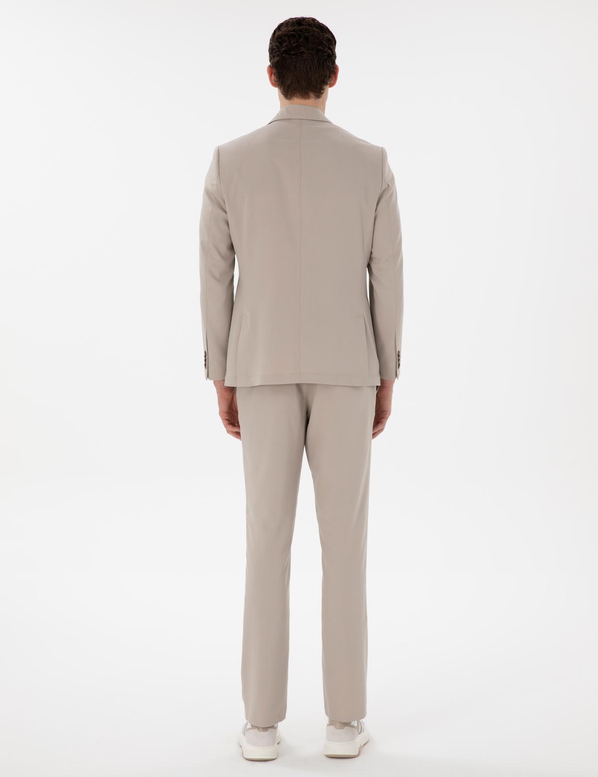 Bej Slim Fit Spor Takım Elbise - 50306753056