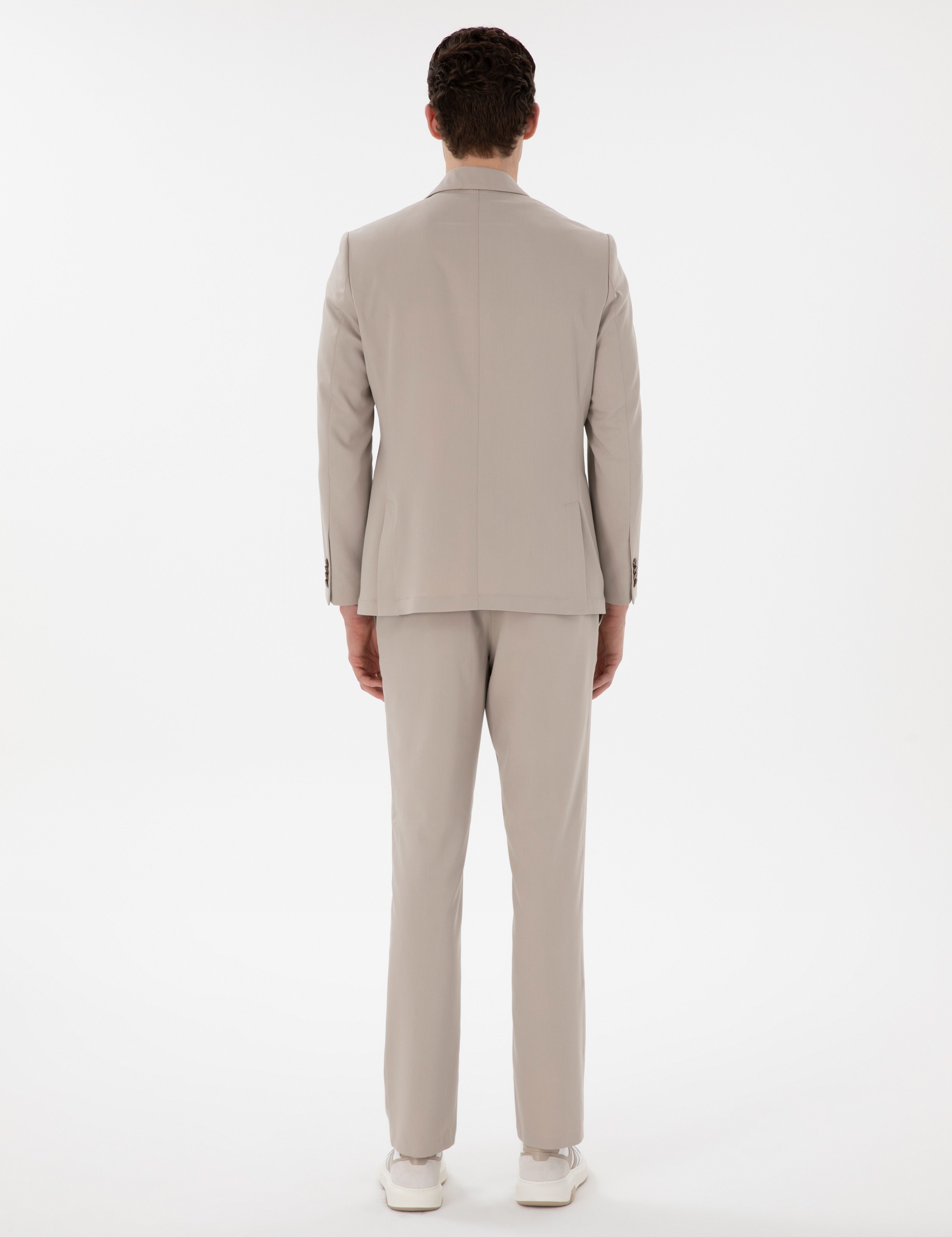 Bej Slim Fit Spor Takım Elbise - Image 5