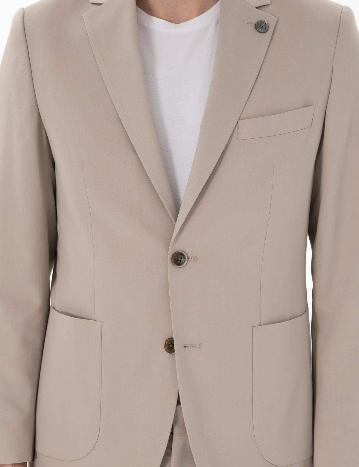 Bej Slim Fit Spor Takım Elbise - 50306753056