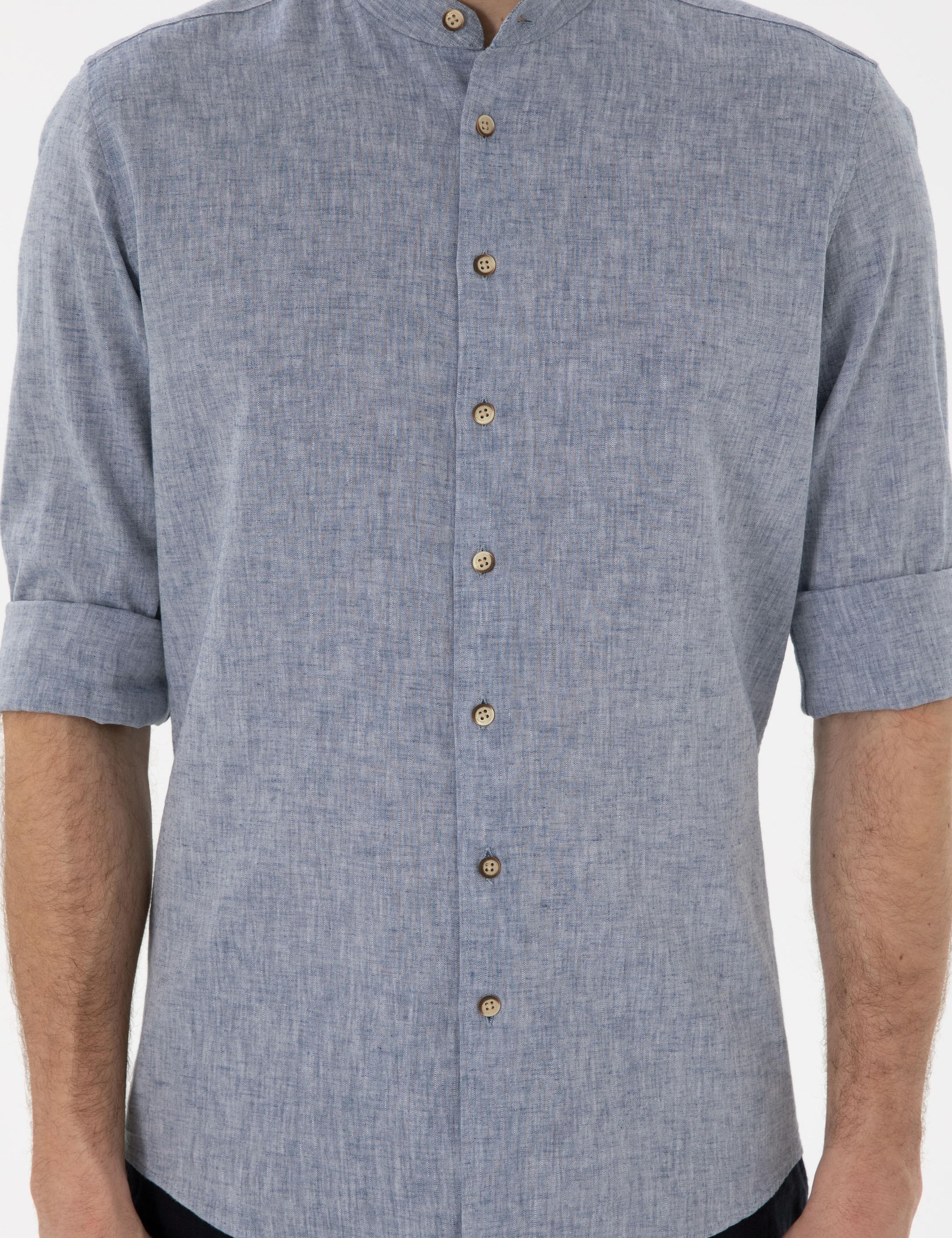 Lacivert Regular Fit Uzun Kollu Gömlek