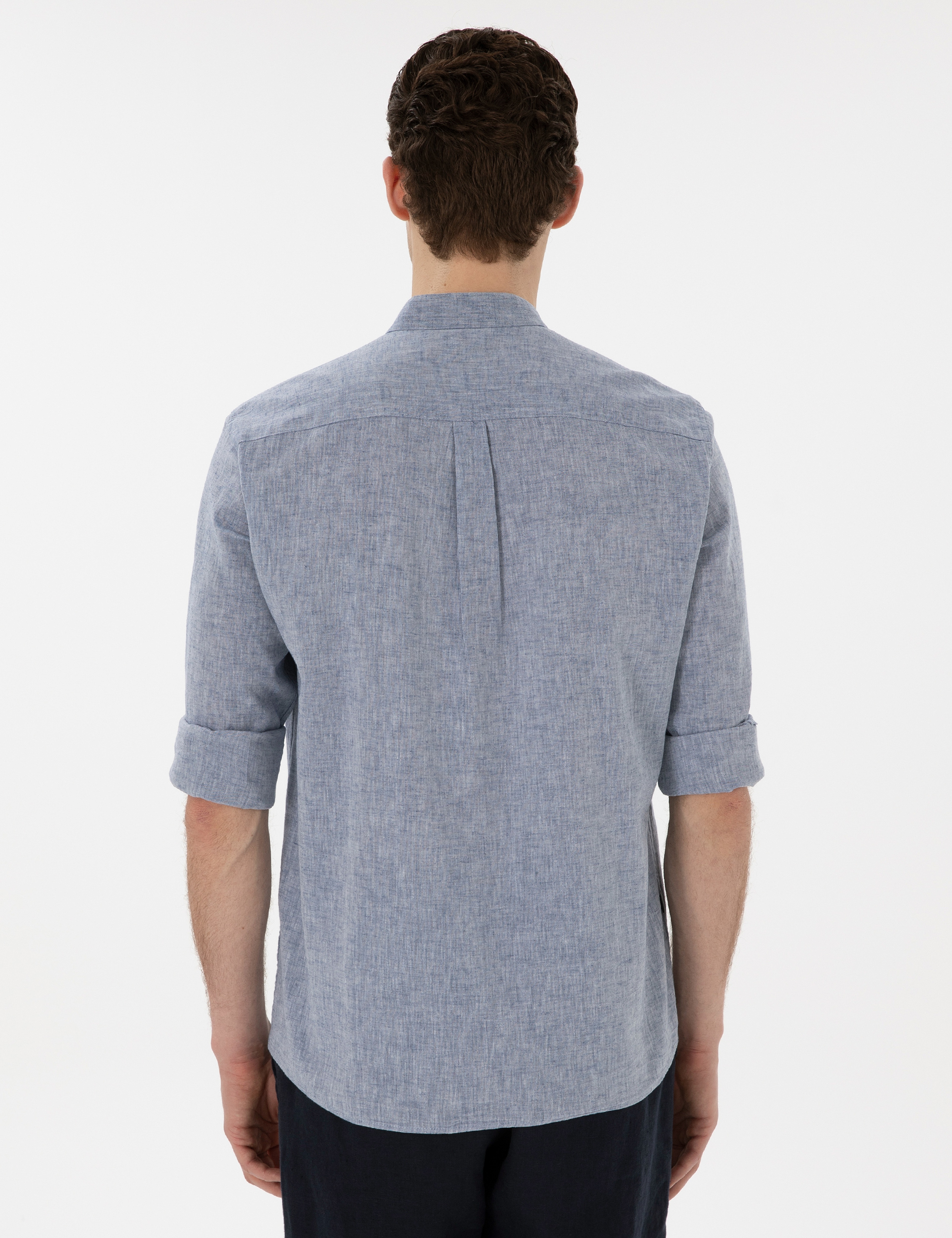 Lacivert Regular Fit Uzun Kollu Gömlek - Image 5